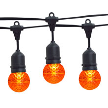 21' Amber LED Globe Light Strand Kit - Black Wire