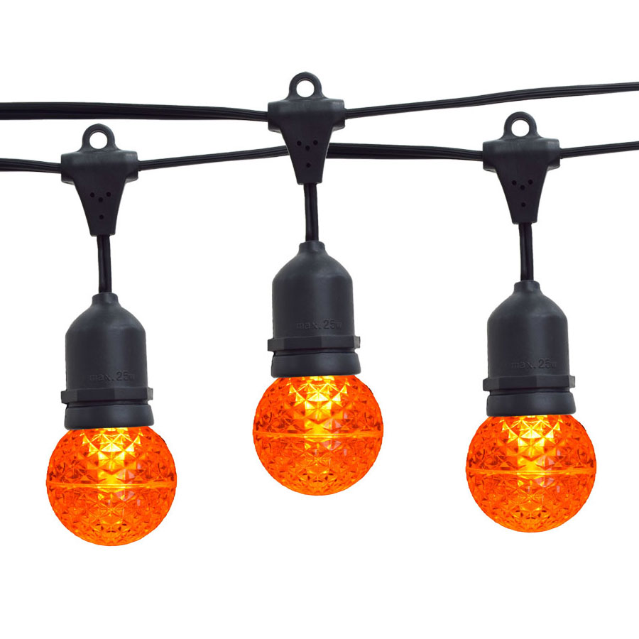 21' Amber LED Globe Light Strand Kit - Black Wire
