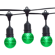 21' Green LED Globe Light Strand Kit - Black Suspended Wire