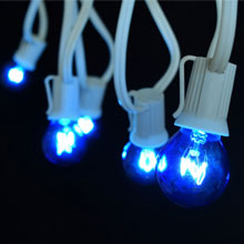 50' C9 White Light Strand Kit, Blue G50 Globe - Intermediate Base