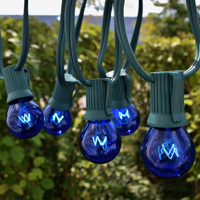 25' Commercial Blue Globe Light Strand - Intermediate Base