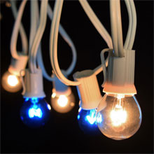 25' Commercial Blue/Clear Globe Light Strand - White C9 Strand