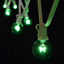 50' White Light Strand - C7 Green Globe Lights    