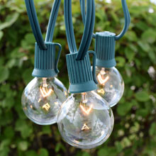 100' Clear G50 Globe String Lights - Green C9 Strand