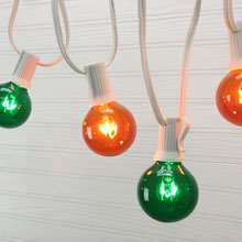 50' C7 White Light Strand - Green/Amber Globe Lights