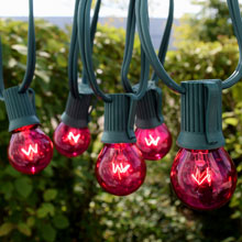25' Pink Globe String Lights - Green C9 Strand