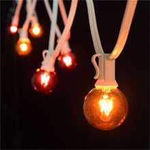 Red/Amber Globe Lights - 25' C7 White Light Strand