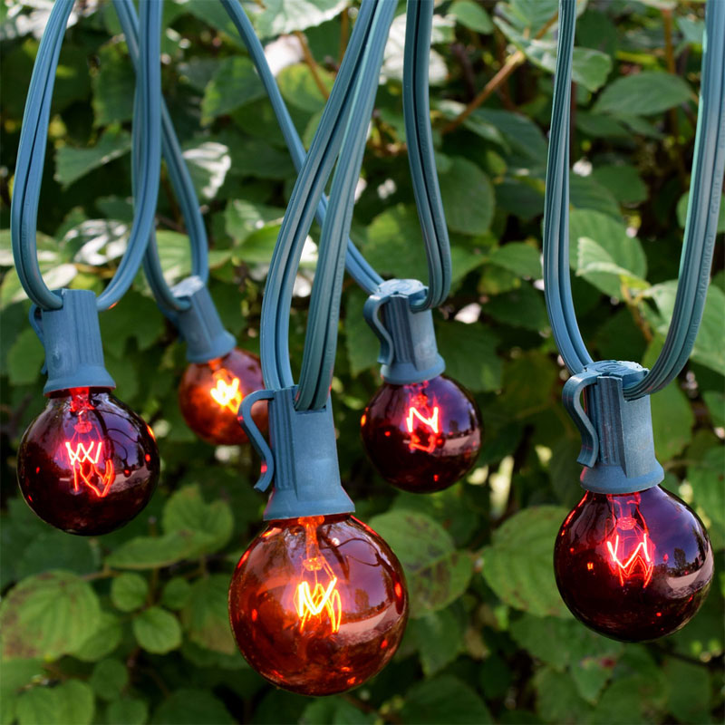 50' C7 Red/Amber Globe String Lights