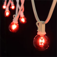 25' C7 White Light Strand Kit - Red Globe Lights