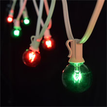 25' Red/Green Globe String Lights - White C7 Strand