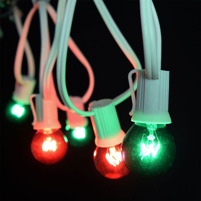25 Commercial Red Green Globe String Lights White C9 Strand 25 Red Green Christmas Globe String Lights White C9 Strand