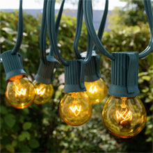 25' C9 Yellow Globe String Lights - Green Wire