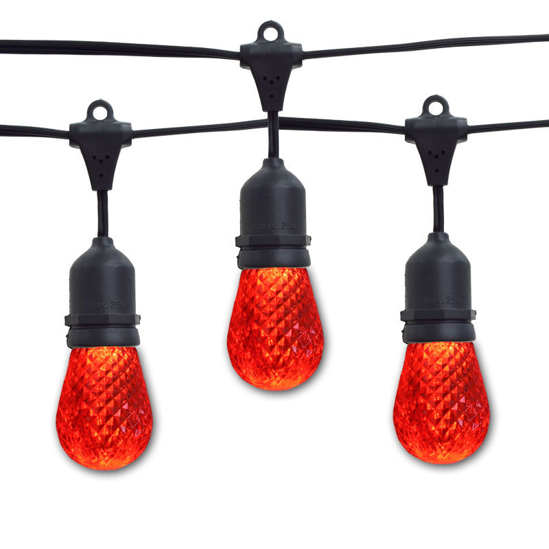 Red LED Faceted Commercial String Lights