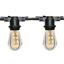 100' Warm White LED Commercial Light Strand Kit - Non-Suspended - Black - Plastic LED LSM-100-LEDSWW-SM-PL-KIT
