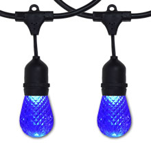 330' Blue LED Commercial Heavy-Duty String Light Kit - Suspended
