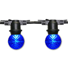 48' Blue G50 LED Globe Lights - Black Non-Suspended Strand