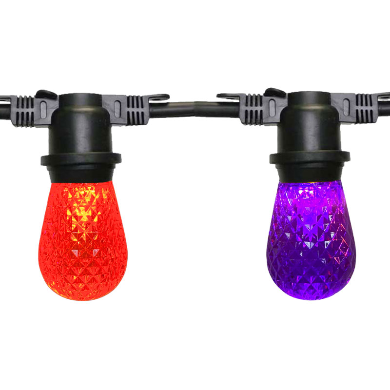 48' Happy Halloween LED S14 String Light Kit – 12 Amber + 13 Purple Bulbs LSM-48-LEDHH-KIT