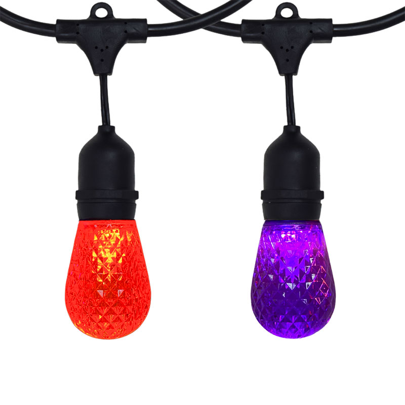 48' Happy Halloween Suspended LED S14 String Light Kit – 12 Amber + 13 Purple Bulbs LSM-S-48-LEDHH-KIT