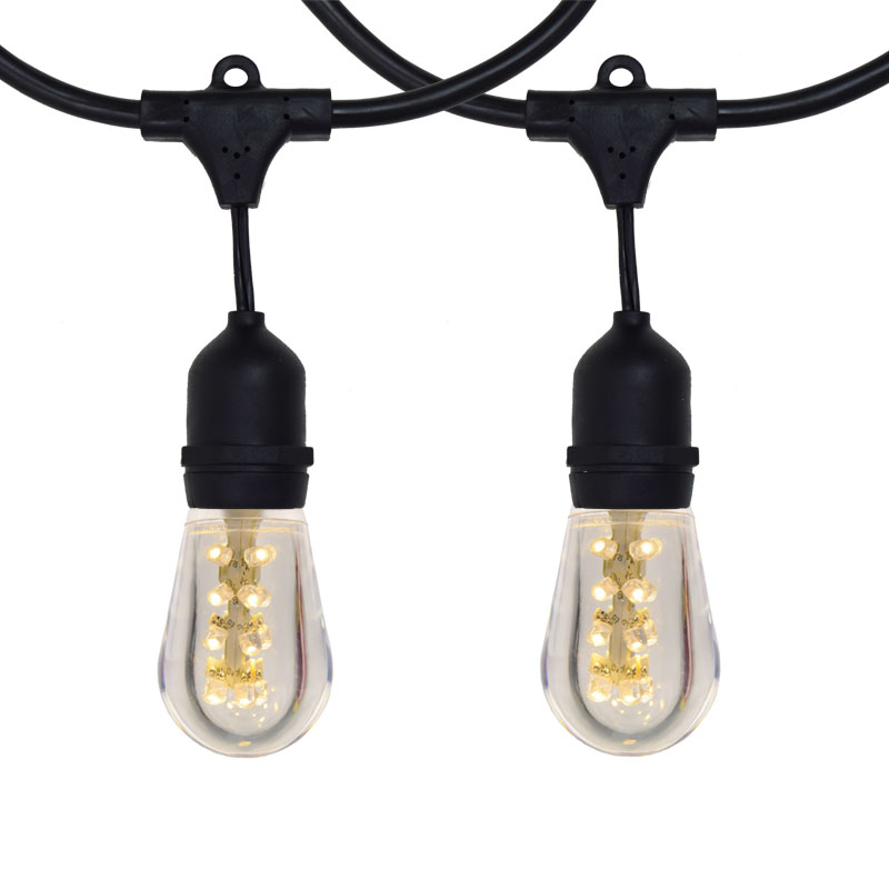 100' Warm White LED Commercial Light Strand Kit - Suspended - Black - Plastic LED