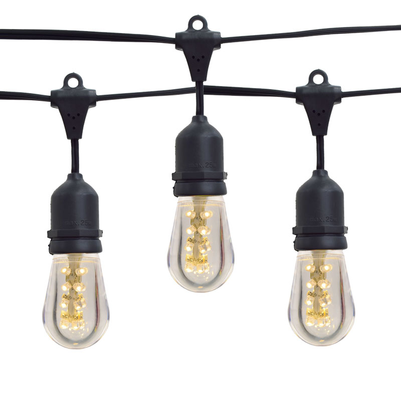 21' LED Commercial String Light Kit - Smooth LED Warm White Light Bulbs 