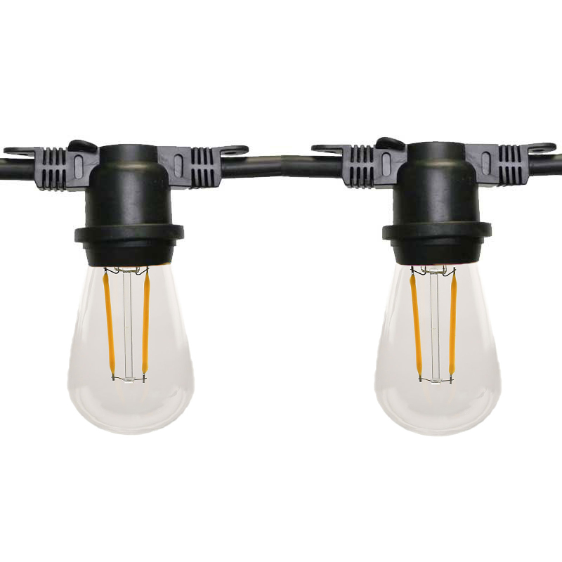 48' Warm White LED Commercial Light Strand Kit - Black Non-Suspended - 2 Filament LSM-48-2FS14-WW