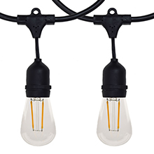 48' Warm White LED Commercial Light Strand Kit - Black Suspended - 2 Filament LSMS-48-2FS14-WW