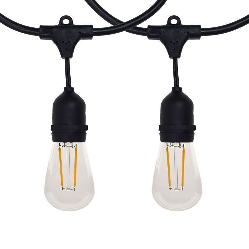 48' Warm White LED Light Strand Kit - Black Suspended - 2 Filament, Plastic LSMS-48-2FS14-WW-PL