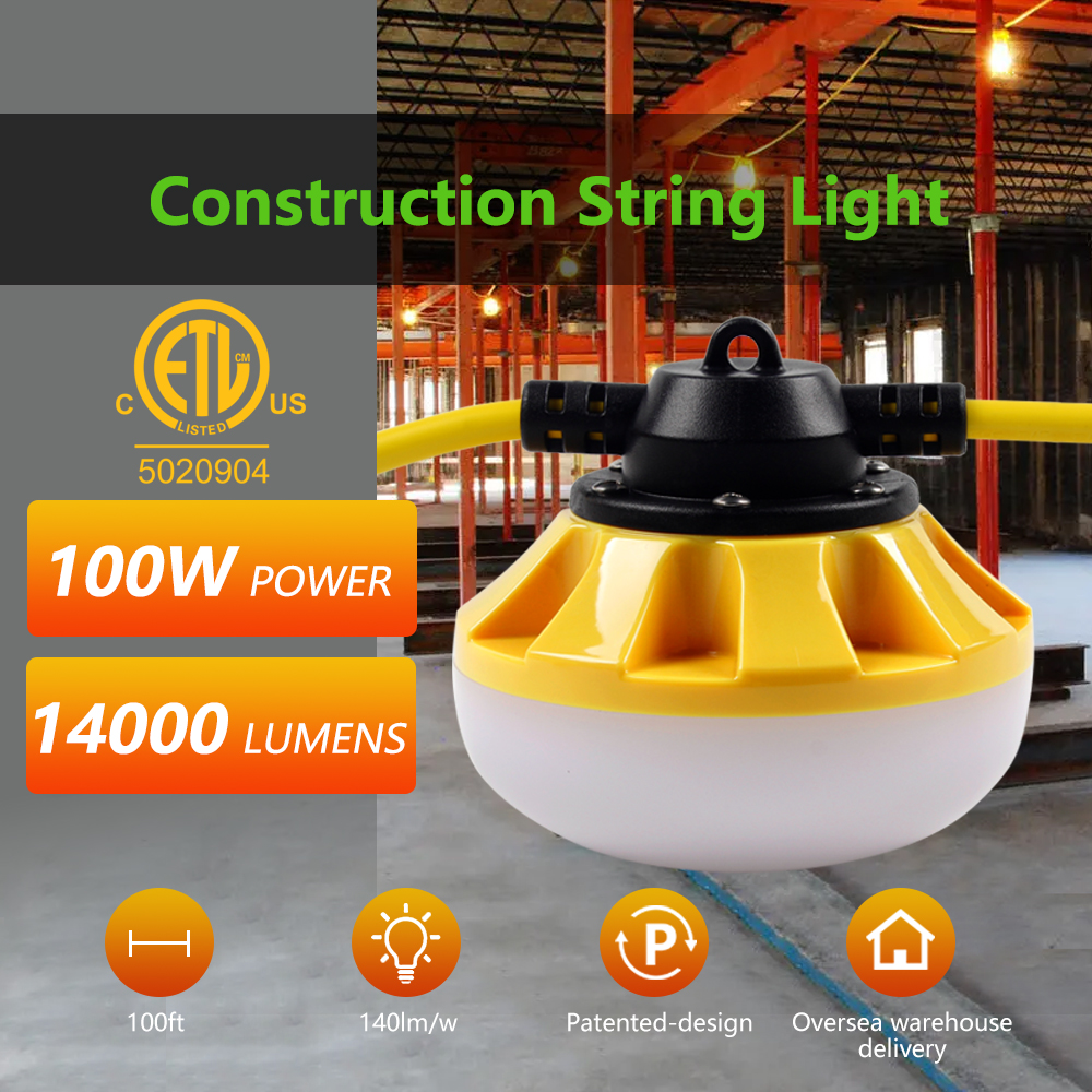 100 ft. HD Construction Job Site Light Stringer - 14000LM