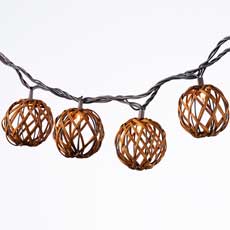 Natural Rattan Sphere Light Set - 10 Lights GC2641080