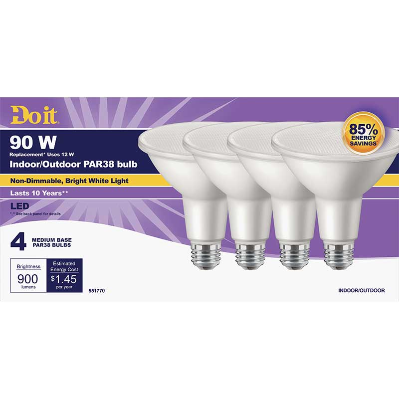 Bright White PAR38 Medium LED Floodlight Light Bulb (4-Pack) 551770