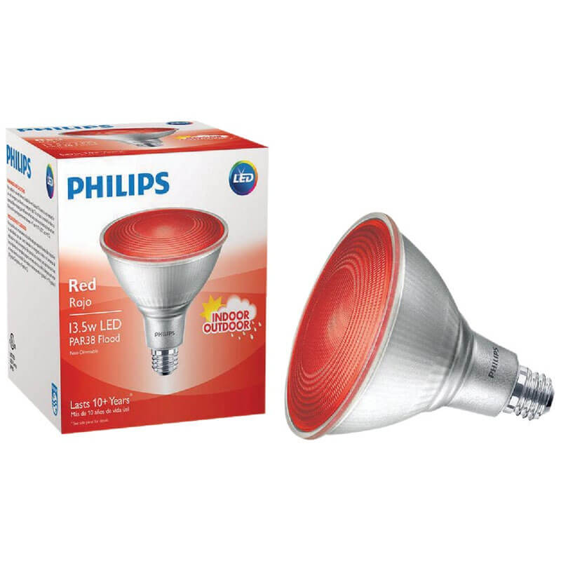 Philips 13.5W Red PAR38 Medium LED Floodlight Light Bulb - 100W Equivalent