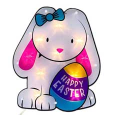 Bunny with Bow and Egg Shimmer Wall Art  PD-39574