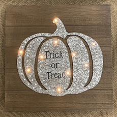 Deco Wood w/ Lighted Galvanized Steel Pumpkin DE-12341