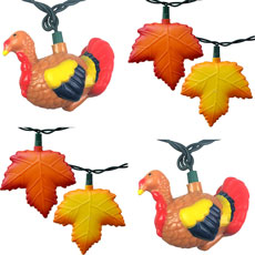 Thanksgiving Turkey & Autumn Leaves Party String Lights - Heritage Hen
