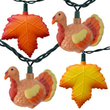 Thanksgiving Turkey & Autumn Leaves Party String Lights - Rustic Roy