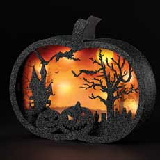 Jack O' Lantern LED Laser Cut Scene - Battery Operated  134918