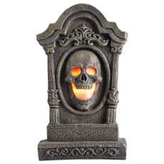 24" Flame Light Skull Tombstone Wall Decoration  900952