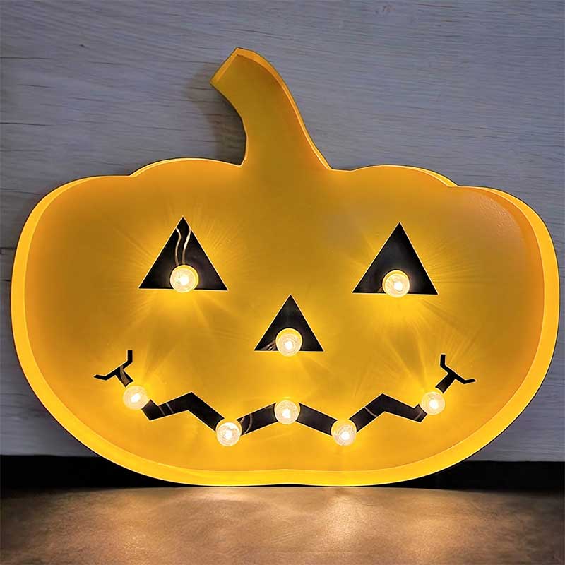 Battery Operated Halloween Metal Pumpkin with Lighted Smile AIS-JACK2