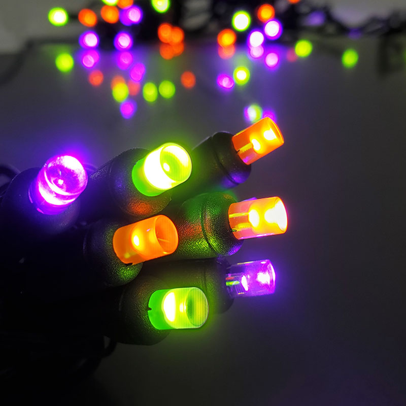Halloween Frosted LED Light Strand - Green, Orange, and Purple