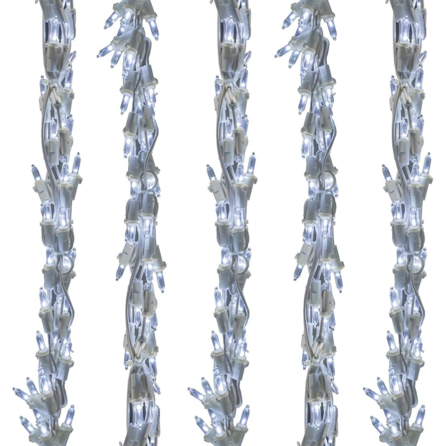 300L High-Density LED Christmas Garland Lights – Pure White – 11.6 ft – White Wire BS-28600