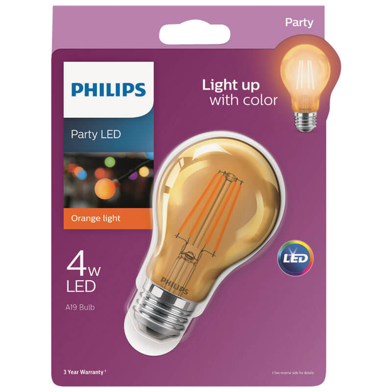 Philips Orange A19 LED Party Light Bulb - Medium Base