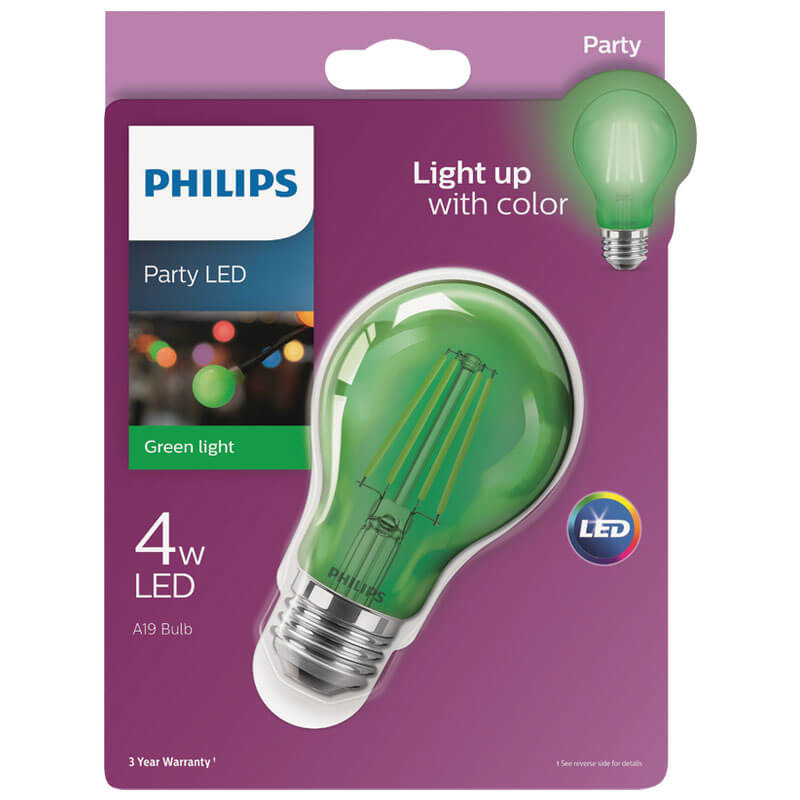 Philips Green A19 LED Party Light Bulb - Medium Base