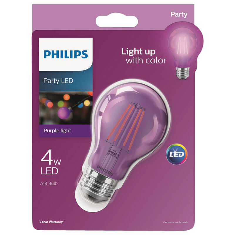 Philips Purple A19 LED Party Light Bulb - Medium Base