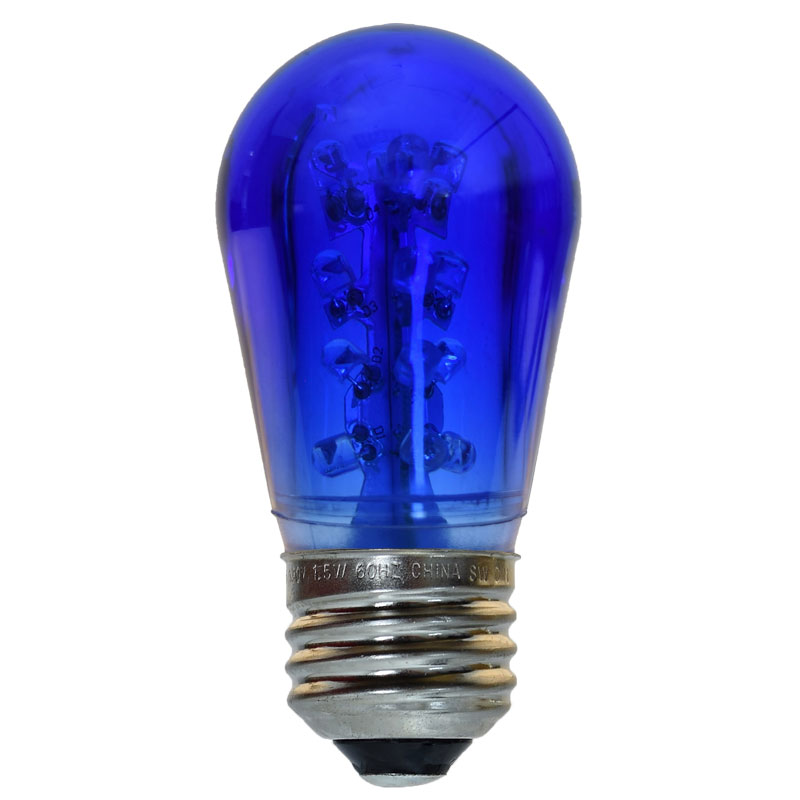 LED S14 Medium Base Light Bulb - Blue/Plastic