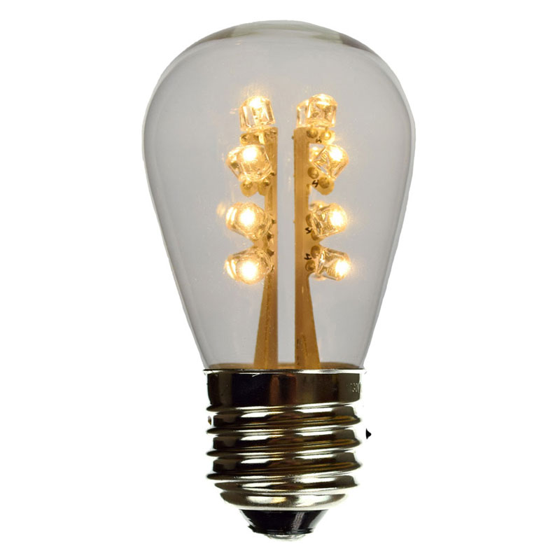 LED S14 Light Bulb - Medium Base - Pure White/Glass LI-S14LED-PW/GL
