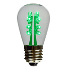 Green LED S14 Light Bulb - Clear Glass