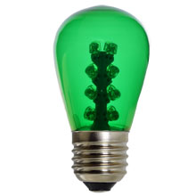 LED S14 Light Bulb - Medium Base - Green/Glass 