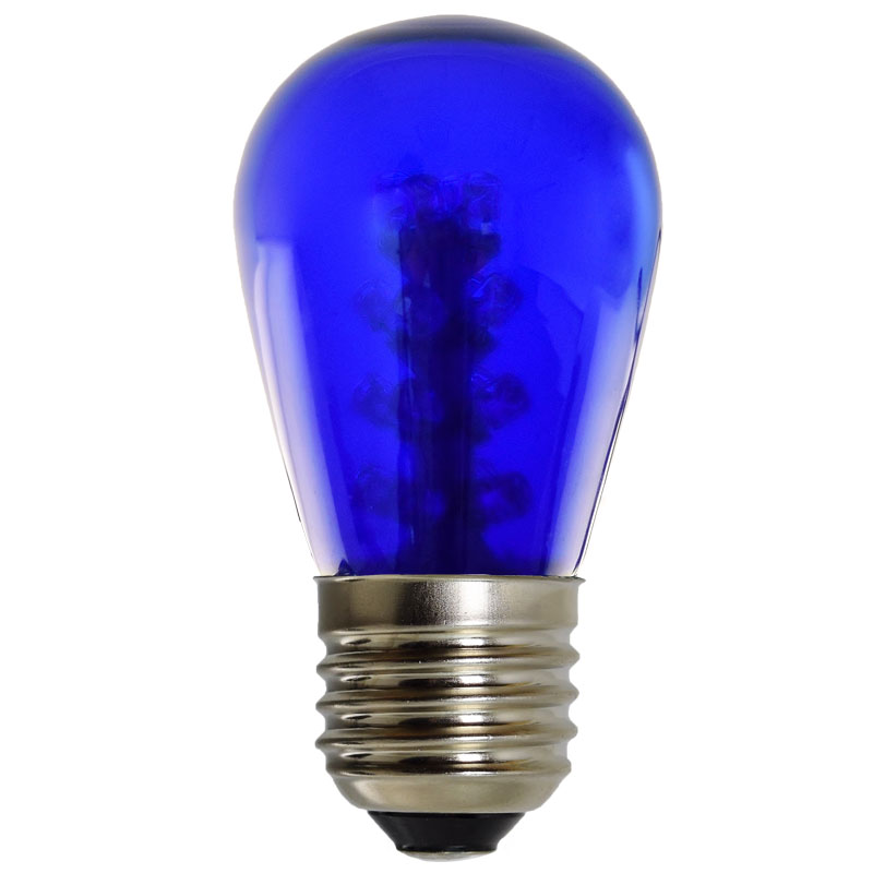 LED S14 Light Bulb - Medium Base - Blue/Glass