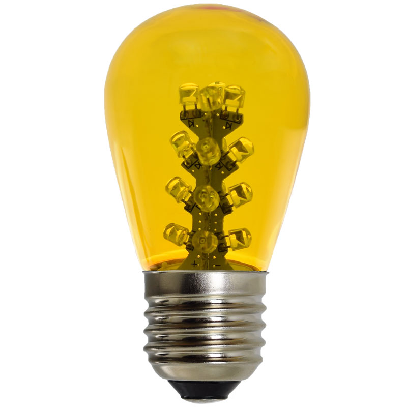 LED S14 Light Bulb - Medium Base - Yellow/Glass