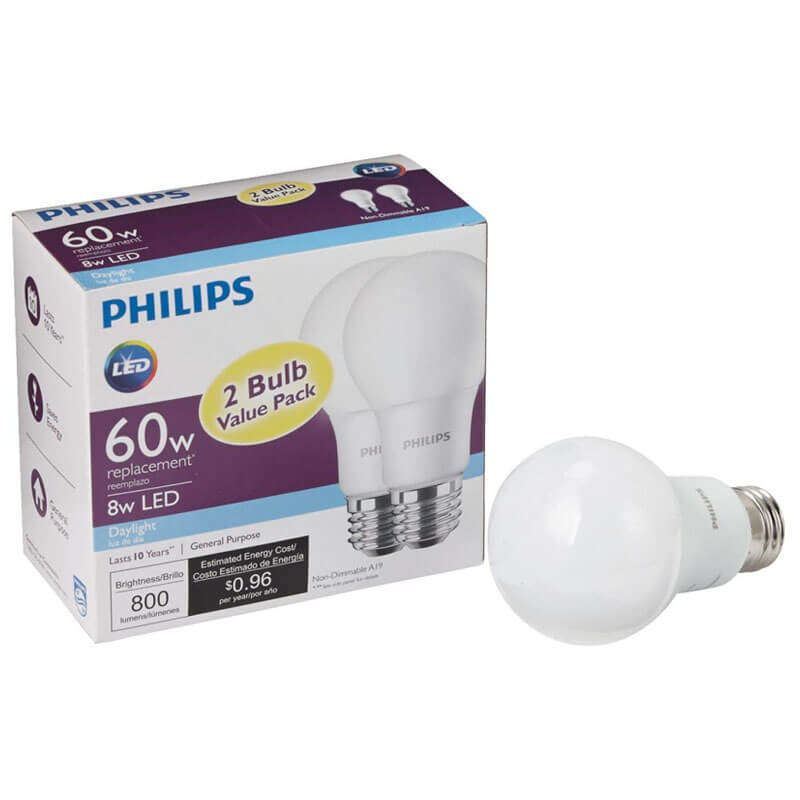 A19 6.5W Clear Warm White LED Bulb - Medium Base S9252                    